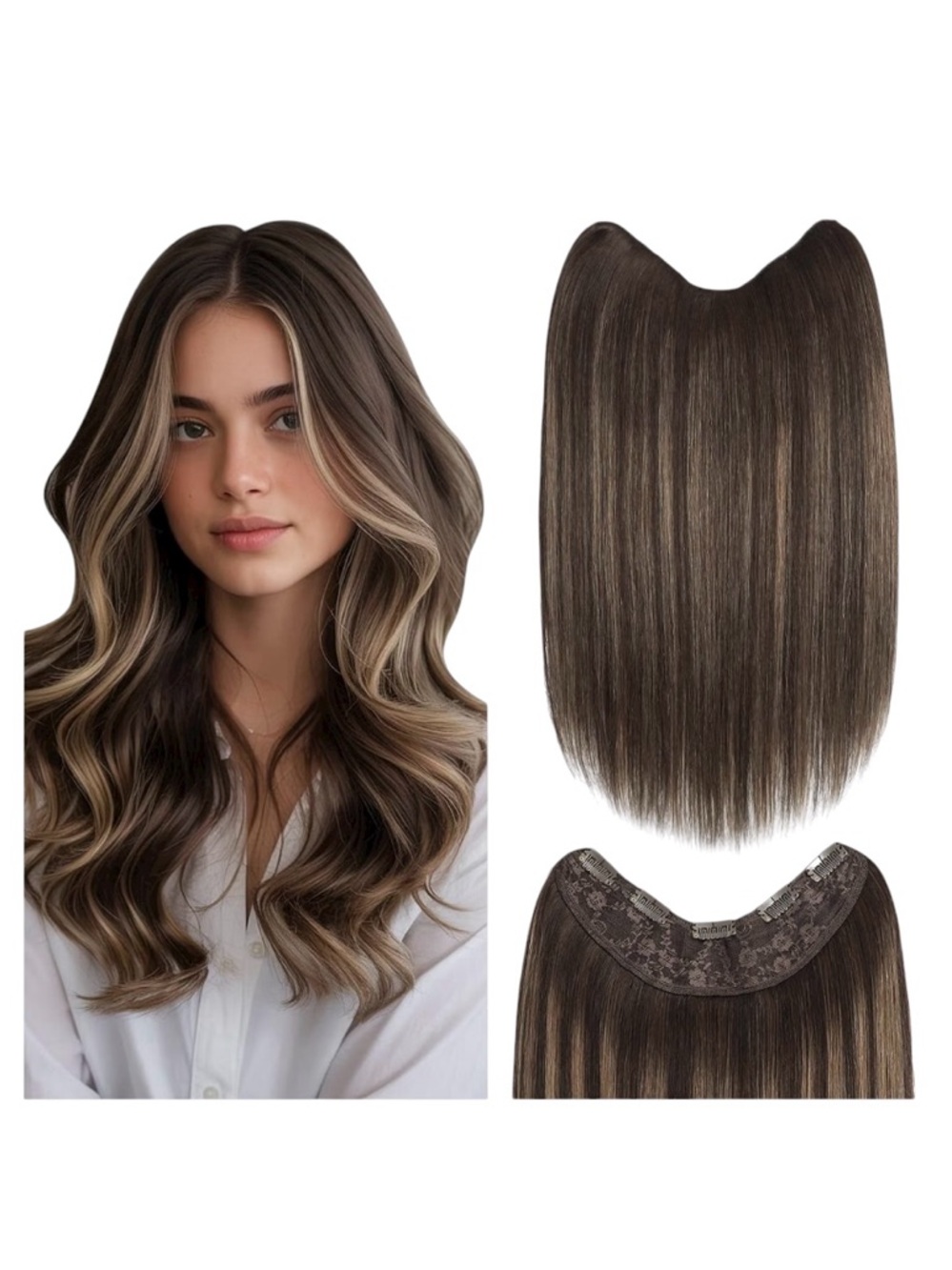 Dark Brown Chestnut Brown Human Hair 20 Inch Clip In Weft Hair Extension